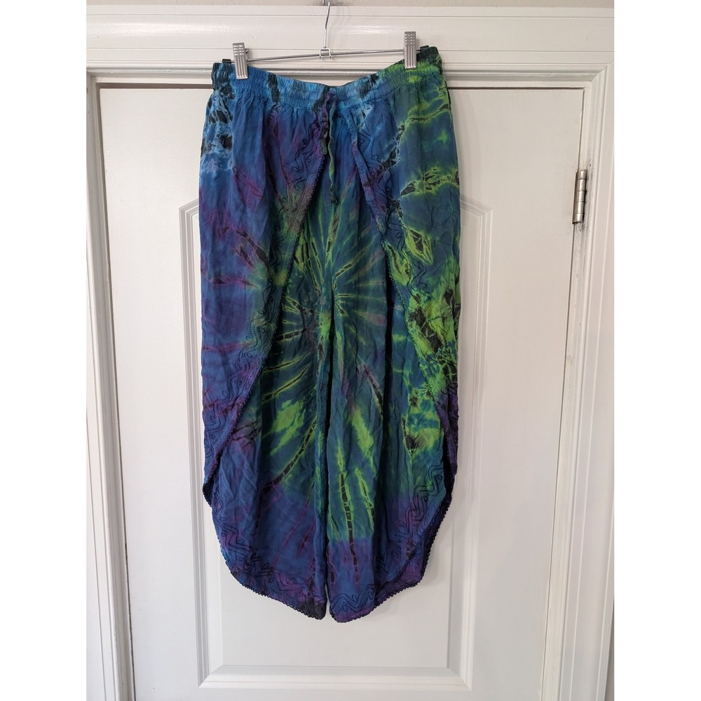 My Choice Tie Dye Wrap Pants Boho Festival One Size flowy ren faire gypsy indie